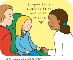 Un médecin dit à une fille : "Bonjour Lucie, je vais te faire une prise de sang"