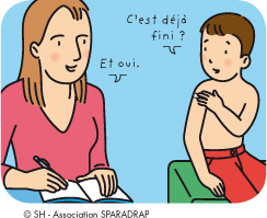 Le garçon dit "C'est déjà fini ?". Le médecin rempli le carnet de santé et répond "Et oui."