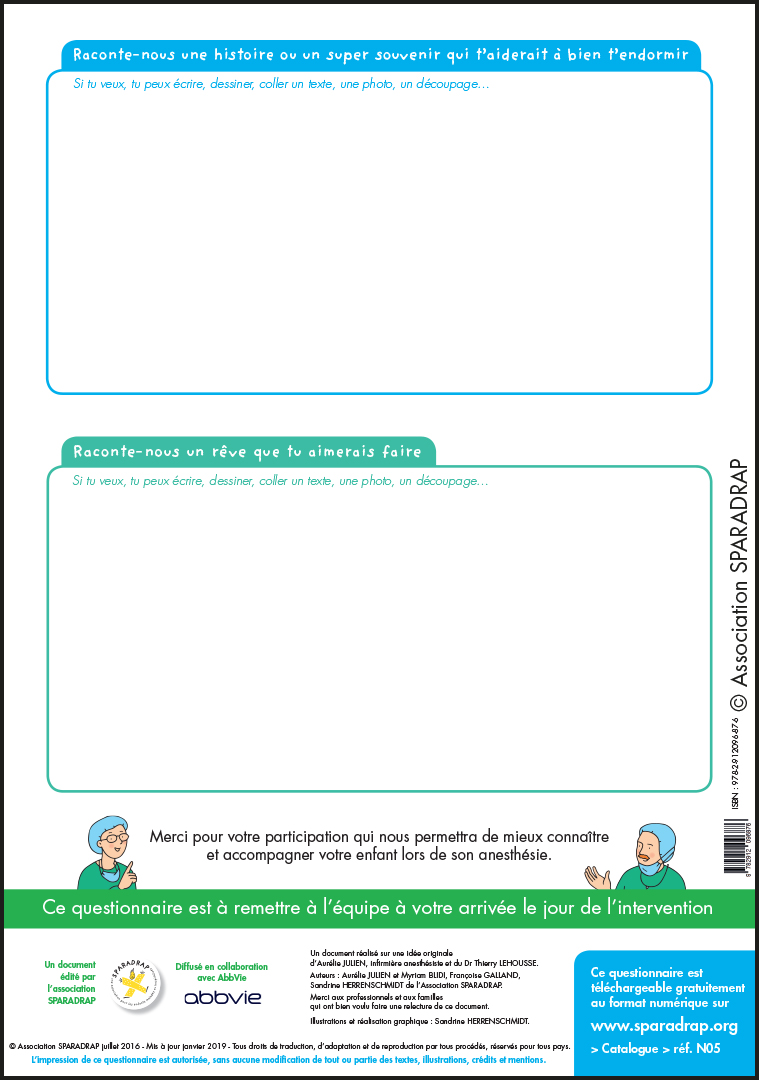 Visuel du questionnaire "Mieux te connaître pour mieux t'endormir"- verso