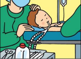 Gros plan sur un enfant anesthésié au bloc opératoire