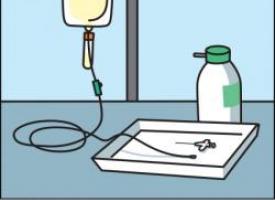 Un cathéter et le matériel d'une perfusion
